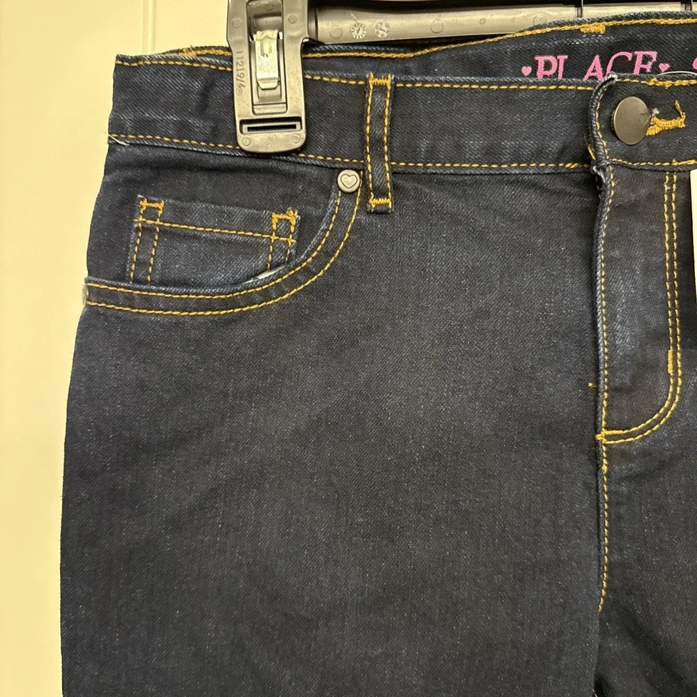The Children's Place Girls Jeans Size 14, Skinny Dark Wash Blue Denim Button NWT